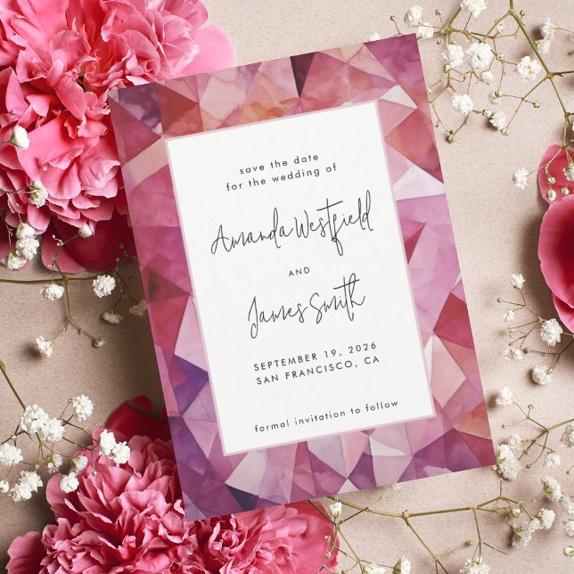 Reserva La Fecha Negrita moderna Resumen Magenta Boda rosa caliente (Subido por el creador)