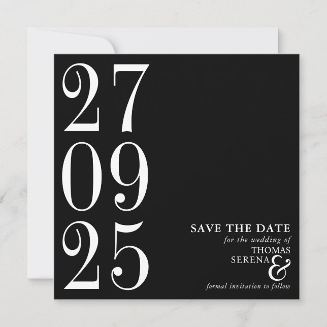 Reserva La Fecha Negrita Monocromo blanco y negro moderno contempor (Anverso)