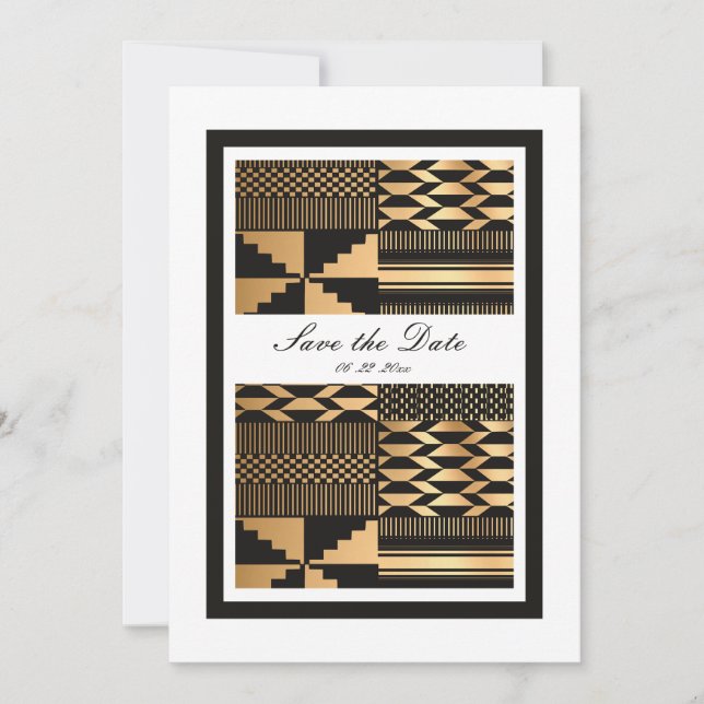 Reserva La Fecha Negro - Kente dorado (blanco) (Anverso)