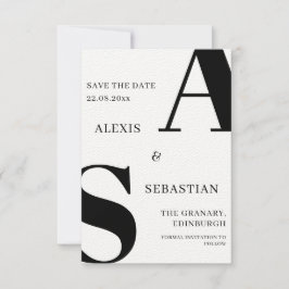 Reserva La Fecha Negro moderno en Monocromo blanco Guardar la fecha