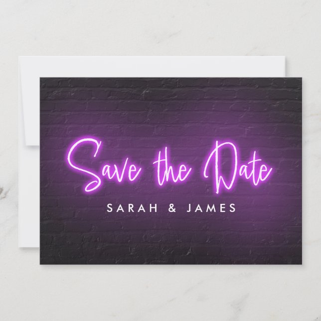 Reserva La Fecha Neon Modern Save the Date (Anverso)