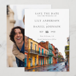 Reserva La Fecha New Orleans Watercolor Photo Wedding