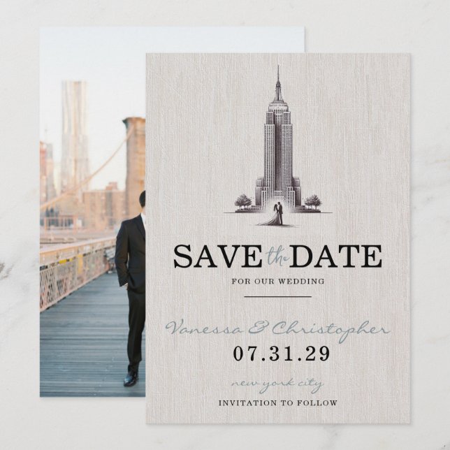 Reserva La Fecha New York City Bride & Groom Save the Date (Anverso / Reverso)