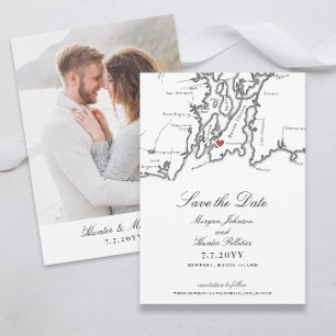 Reserva La Fecha Newport Rhode Island Elegante Boda blanco negro
