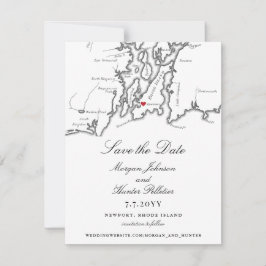 Reserva La Fecha Newport Rhode Island Elegante Boda blanco negro