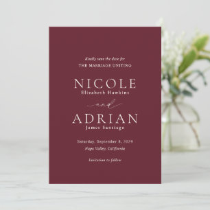 Reserva La Fecha Nicole Merlot Elegant Wedding