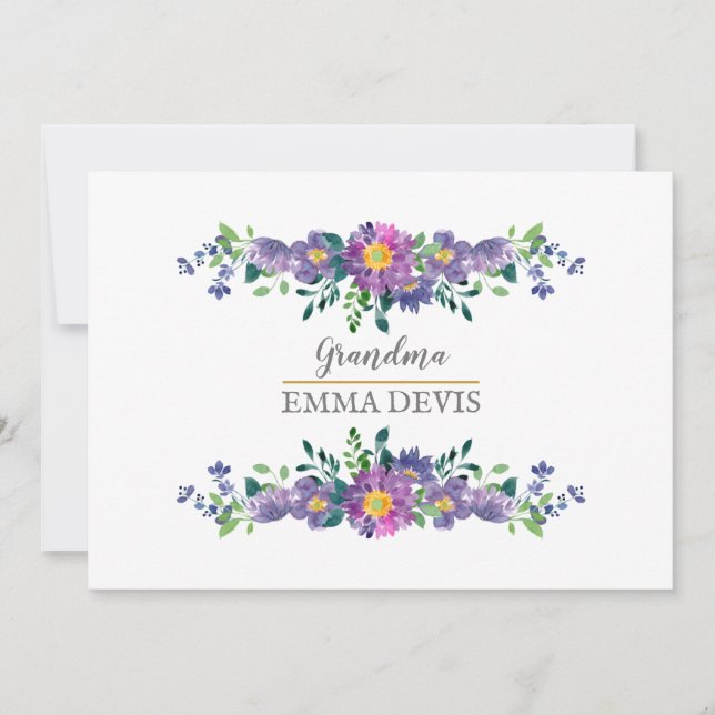 Reserva La Fecha Nieta floral de acuarela moderna de escritura eleg (Anverso)