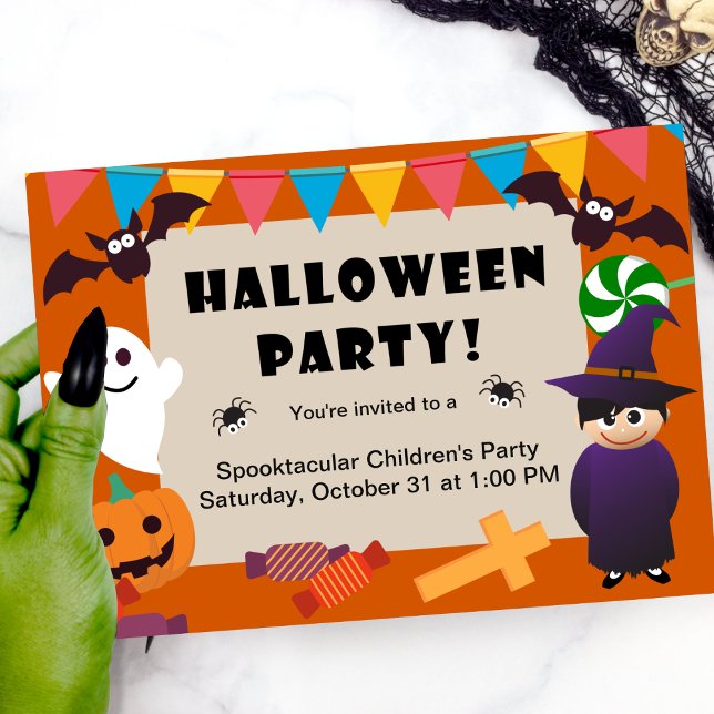 Reserva La Fecha Niños coloridos disfrazan fiesta de Halloween (Subido por el creador)