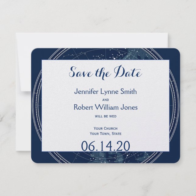 Reserva La Fecha Noche de Constellation Sky Wedding Save the Date (Anverso)