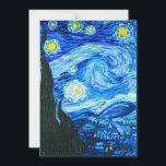 Reserva La Fecha Noche Van Gogh Starry<br><div class="desc">Tarjeta con la pintura al óleo de Vincent van Gogh La noche estrellada (1889). Inspirado por su estancia en un asilo,  el arte representa un pueblo bajo un cielo nocturno de estrellas y luna azul y amarilla. Un gran regalo para los aficionados al post-impresionismo y al arte holandés.</div>