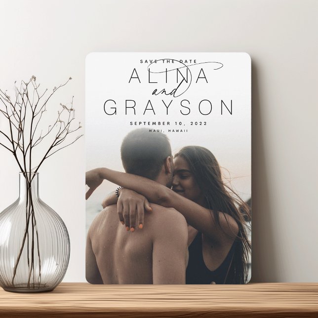 Reserva La Fecha Nombre de marquesina | Foto vertical moderna (Subido por el creador)