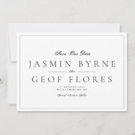 Reserva La Fecha NOMBRES clásicos | Boda tradicional blanco y negro