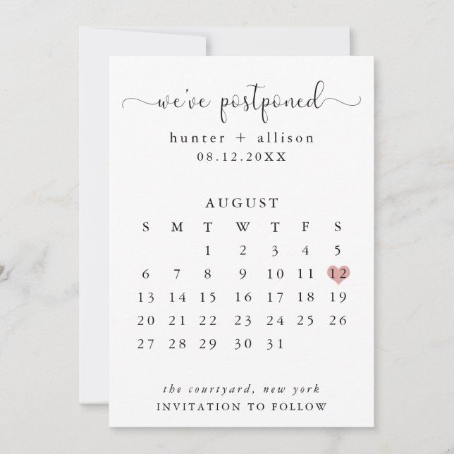 Reserva La Fecha Nos hemos pospuesto | Calendario (Anverso)