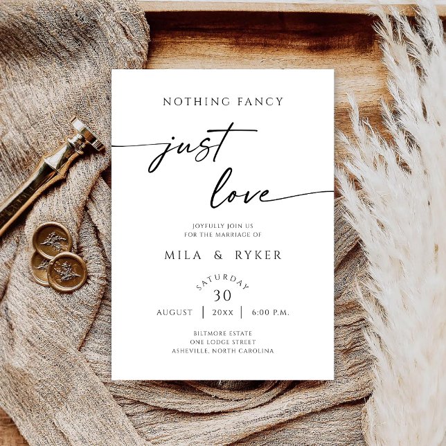 Reserva La Fecha Nothing Fancy Just Love Elegant Wedding Invitation (Subido por el creador)