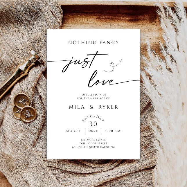 Reserva La Fecha Nothing Fancy Just Love Minimalist Invitation (Subido por el creador)