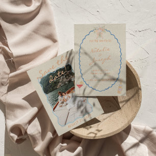 Reserva La Fecha Nouveau Art Dibujado a Mano Destino Foto Boda