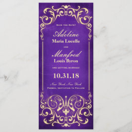 Reserva La Fecha Nouveau Victoriano: Gold & Aubergine Save the Date