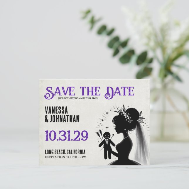 Reserva La Fecha Novia con Voodoo Doll Groom (Anverso de pie)