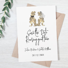 Reserva La Fecha Novia divertida T-Rex y Boda de dinosaurios Groom