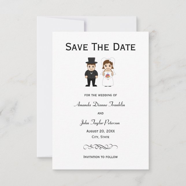 Reserva La Fecha Novia y Novio - 3x5 Save the Date (Anverso)