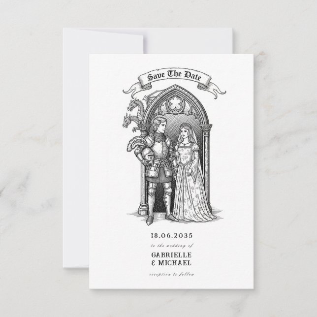 Reserva La Fecha Novio Caballero Gótico Medieval (Anverso)