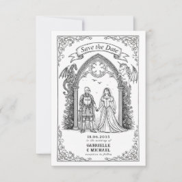 Reserva La Fecha Novio Caballero Gótico Medieval Save The Date