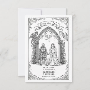 Reserva La Fecha Novio Caballero Gótico Medieval Save The Date