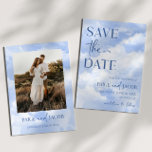 Reserva La Fecha Nubes de espuma blanca azul ensueño elegante matri<br><div class="desc">Esta es una escarpada nubes blancas azules de ensueño elegante Boda Salven la invitación de la cita!</div>