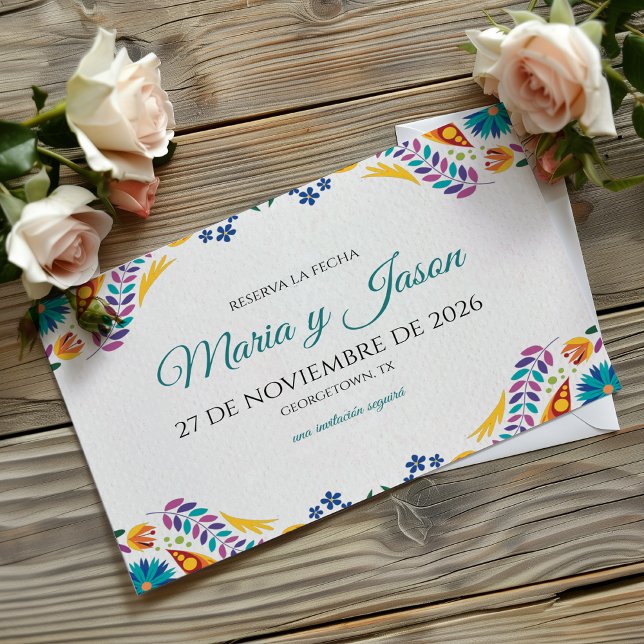 Reserva La Fecha Nuestra Boda Flores Botánicas Boda Española (Nuestra Boda Flowers Botanical Spanish Wedding Save The Date)