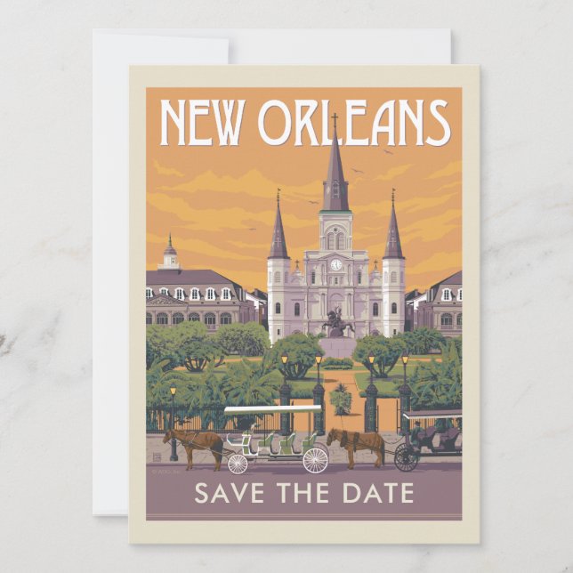 Reserva La Fecha Nueva Orleans, LA | Guardar la fecha (Anverso)