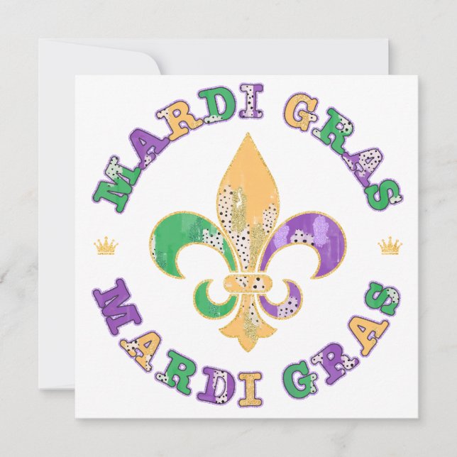 Reserva La Fecha Nueva Orleans Mardi Gras Fleur De Lis (Anverso)