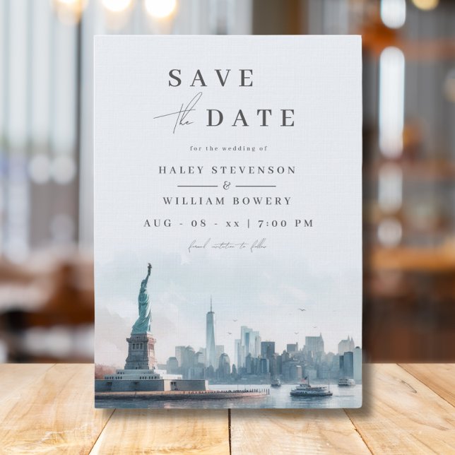 Reserva La Fecha Nueva York Silueta Liberty Save the Date (Subido por el creador)