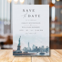 Nueva York Silueta Liberty Save the Date Boda