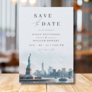 Reserva La Fecha Nueva York Silueta Liberty Save the Date Boda