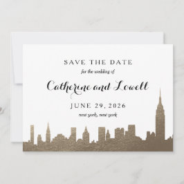 Reserva La Fecha Nueva York Skyline Faux Gold Save the Date