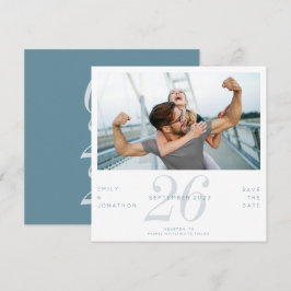 Reserva La Fecha Número moderno Fecha Foto Azul Guardar La Fecha