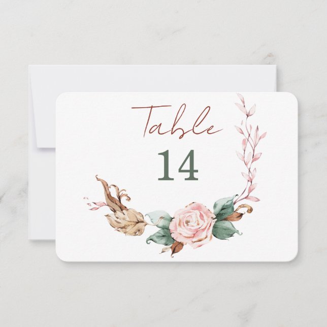 Reserva La Fecha Números de Mesa de Otoño Romántico (Anverso)