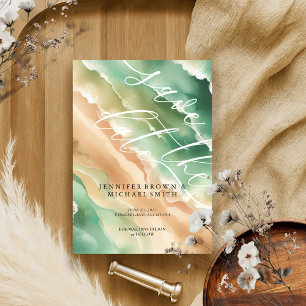 Reserva La Fecha Ocean Beach Watercolor Elegante Verano