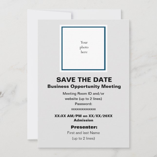 Reserva La Fecha Ocean Bl. y el Lt. Gray Virtual Bus. Opp. Mtng. (Anverso)