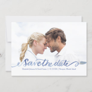Reserva La Fecha Ocean Blue Watercolor Foto Guardar fecha