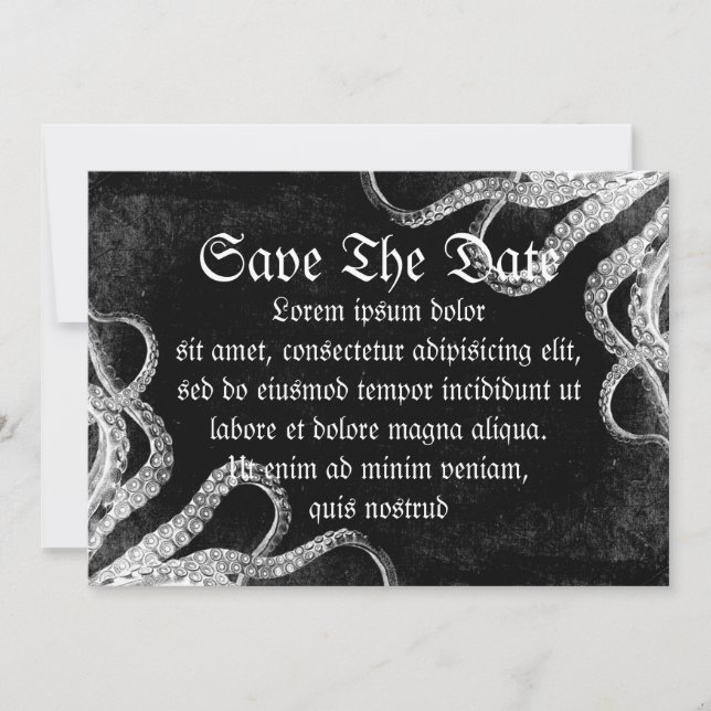 Reserva La Fecha Octopus vintage oscuro (Anverso)