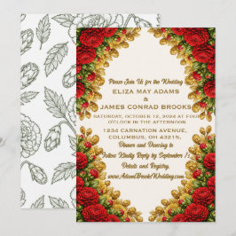 Reserva La Fecha Ohio Red Carnation Vertical Wedding Invitation