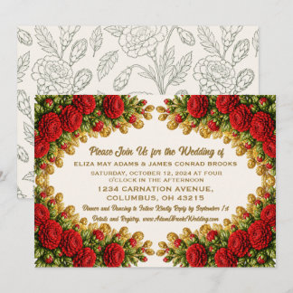 Reserva La Fecha Ohio Red Carnation Wedding Invitation