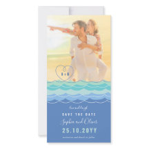 Olas Azules Loopy Heart Beach Photo Save the Date