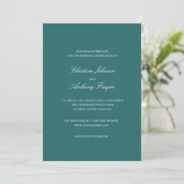 Reserva La Fecha Old Money Teal Classic Wedding