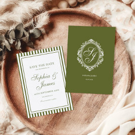 Reserva La Fecha Oliva Verde Dinero Antiguo Boda Guardar la Fecha
