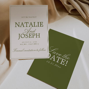 Reserva La Fecha Olive Green Cream Old Money Lujo Boda Sav
