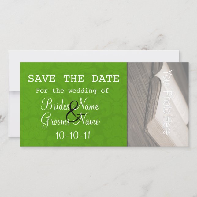 Reserva La Fecha Olive Green Save The Date Photo Cards (Anverso)