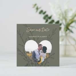 Reserva La Fecha Olive Moderno Fotograma en Forma de Corazón Save T