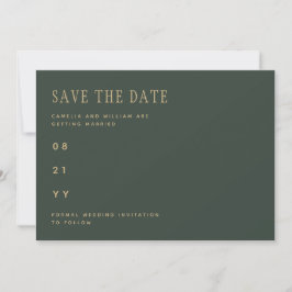 Reserva La Fecha Olive Moss Green Gold Wedding AHORRA LA FECHA